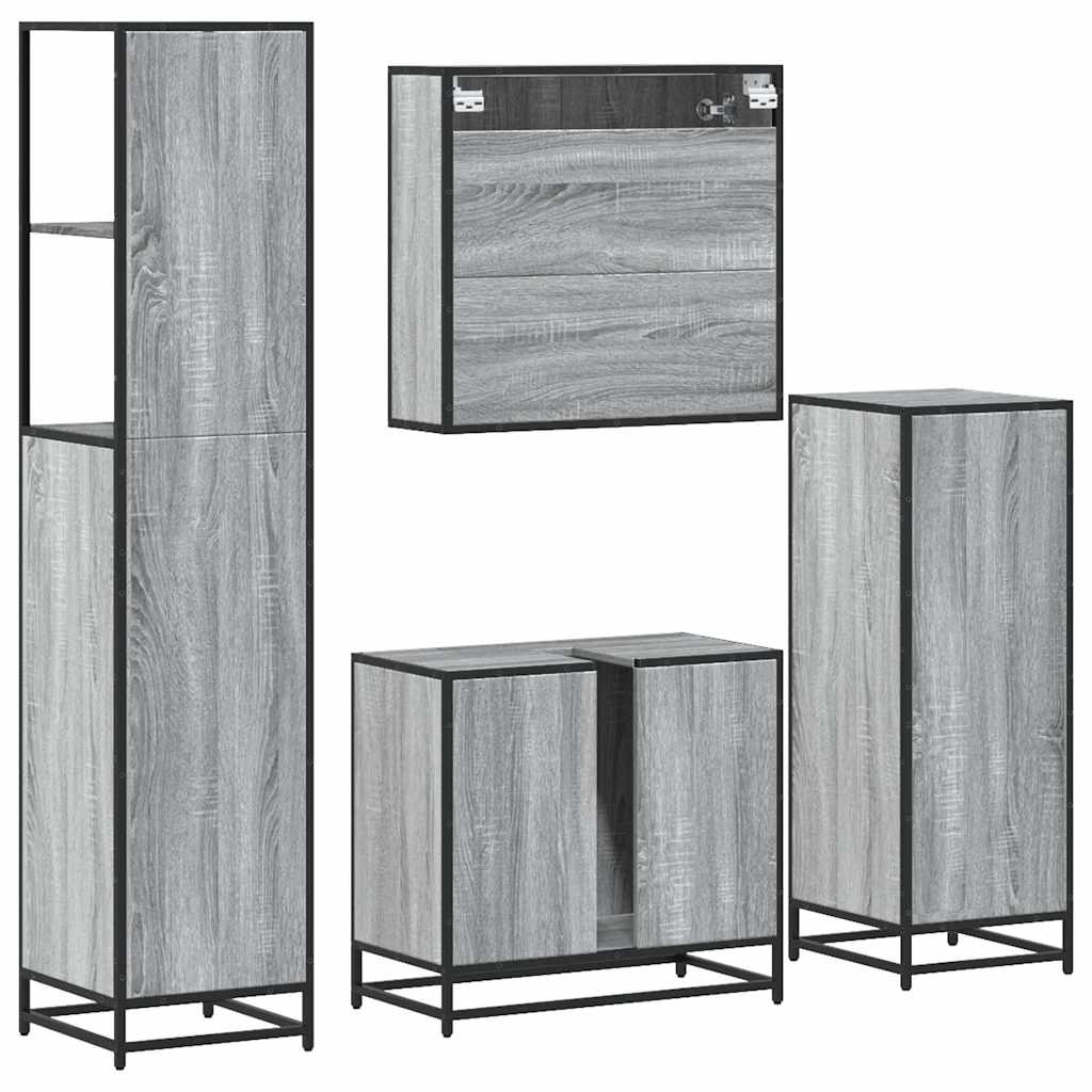 Set Mobili da Bagno 4 pz Rovere Sonoma in Legno Multistrato - immagine 7
