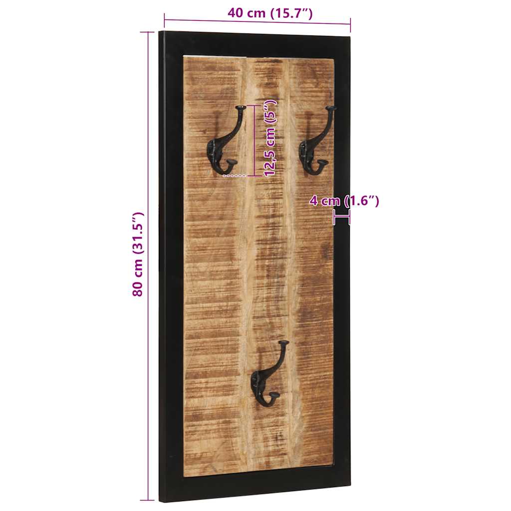 Appendiabiti 40x2x80 cm in Legno Massello Grezzo di Mango - immagine 9