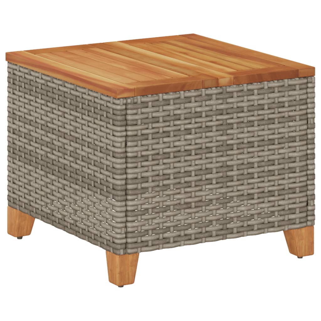 Tavolo da Giardino Grigio 45x45x37 cm Polyrattan e Legno Acacia - immagine 2