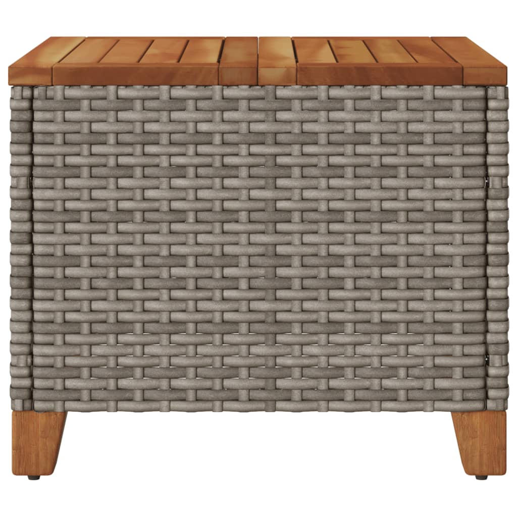 Tavolo da Giardino Grigio 45x45x37 cm Polyrattan e Legno Acacia - immagine 7