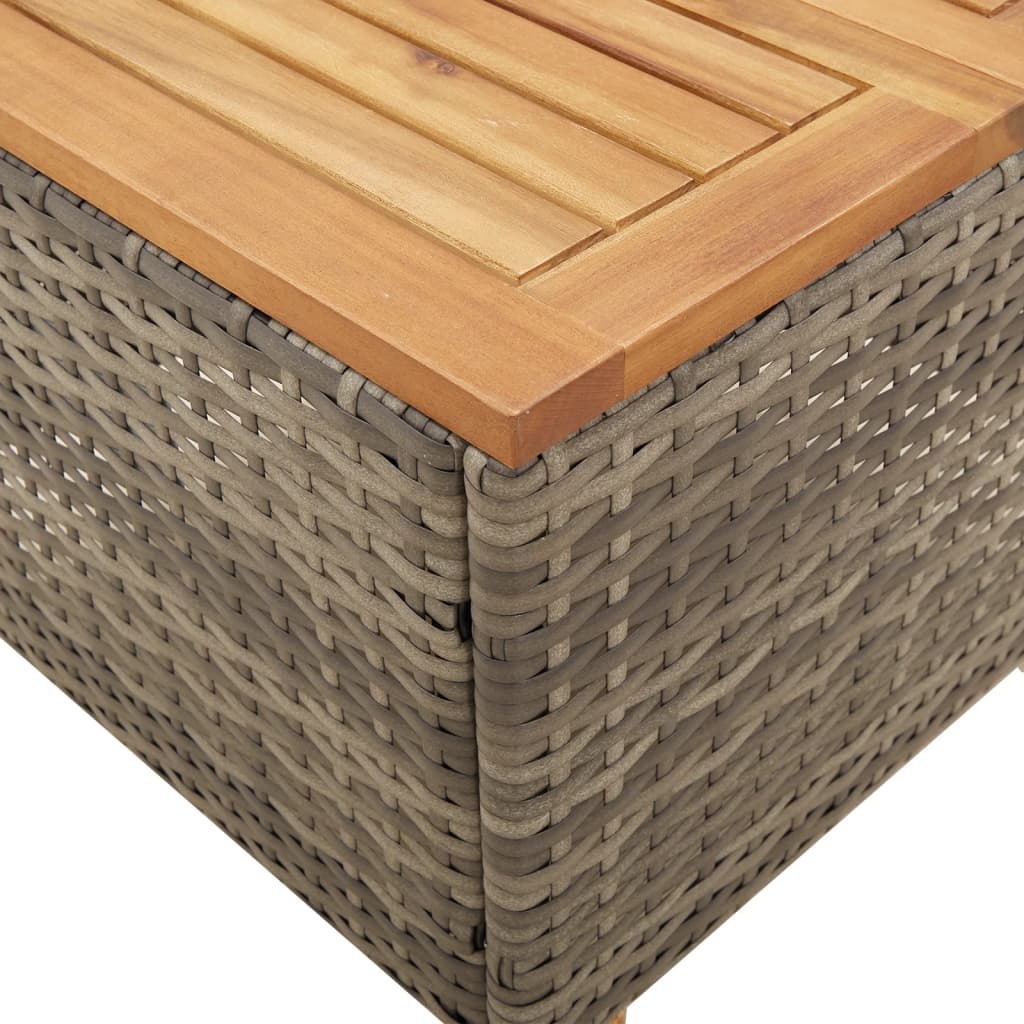 Tavolo da Giardino Grigio 45x45x37 cm Polyrattan e Legno Acacia - immagine 8