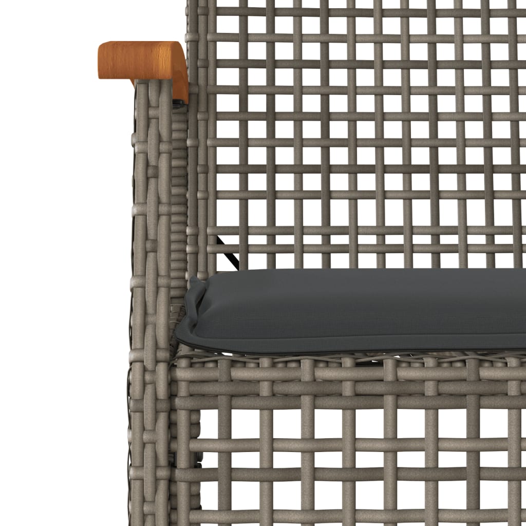Set da Pranzo da Giardino 5 pz con Cuscini in Polyrattan Grigio - immagine 3