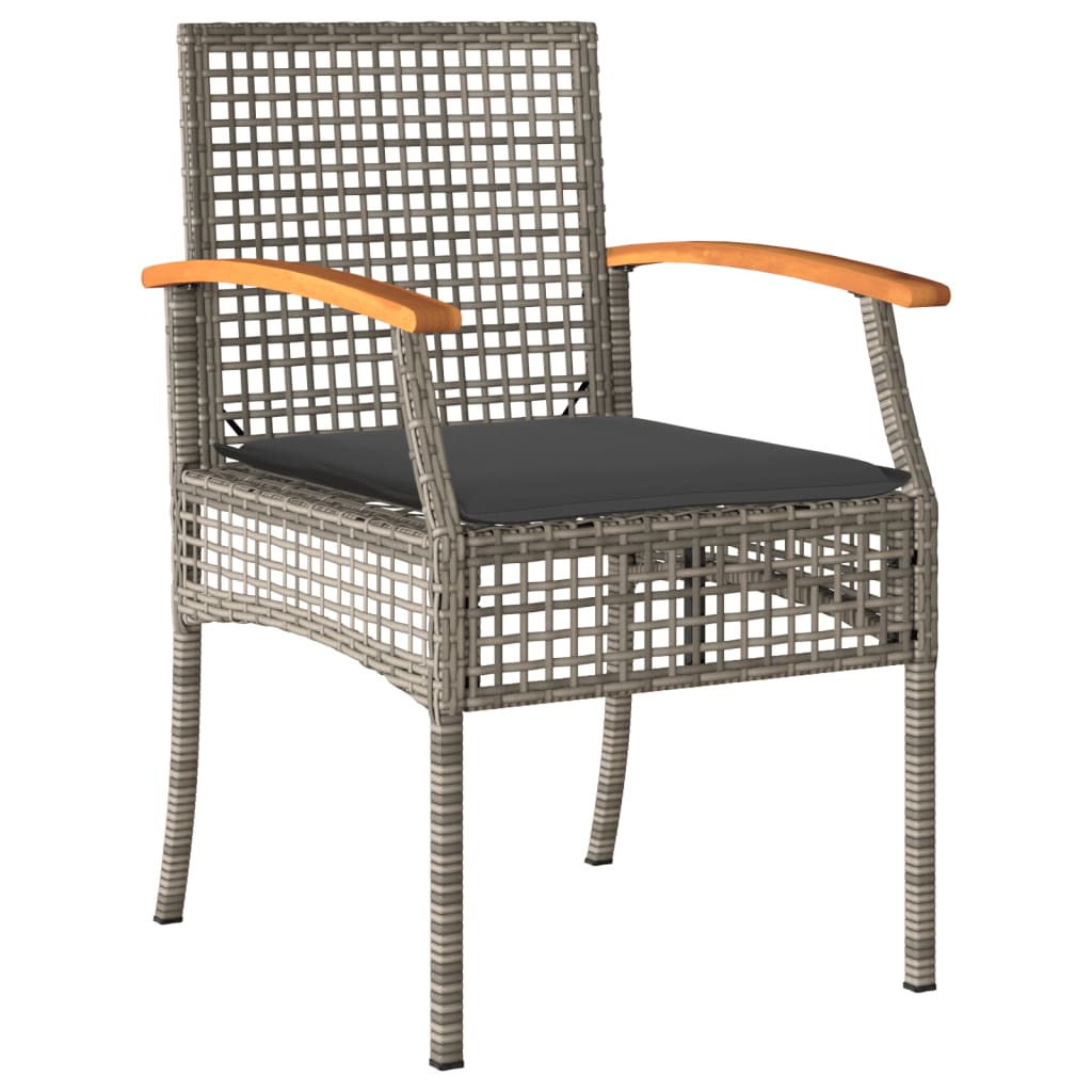 Set da Pranzo da Giardino 5 pz con Cuscini in Polyrattan Grigio - immagine 5