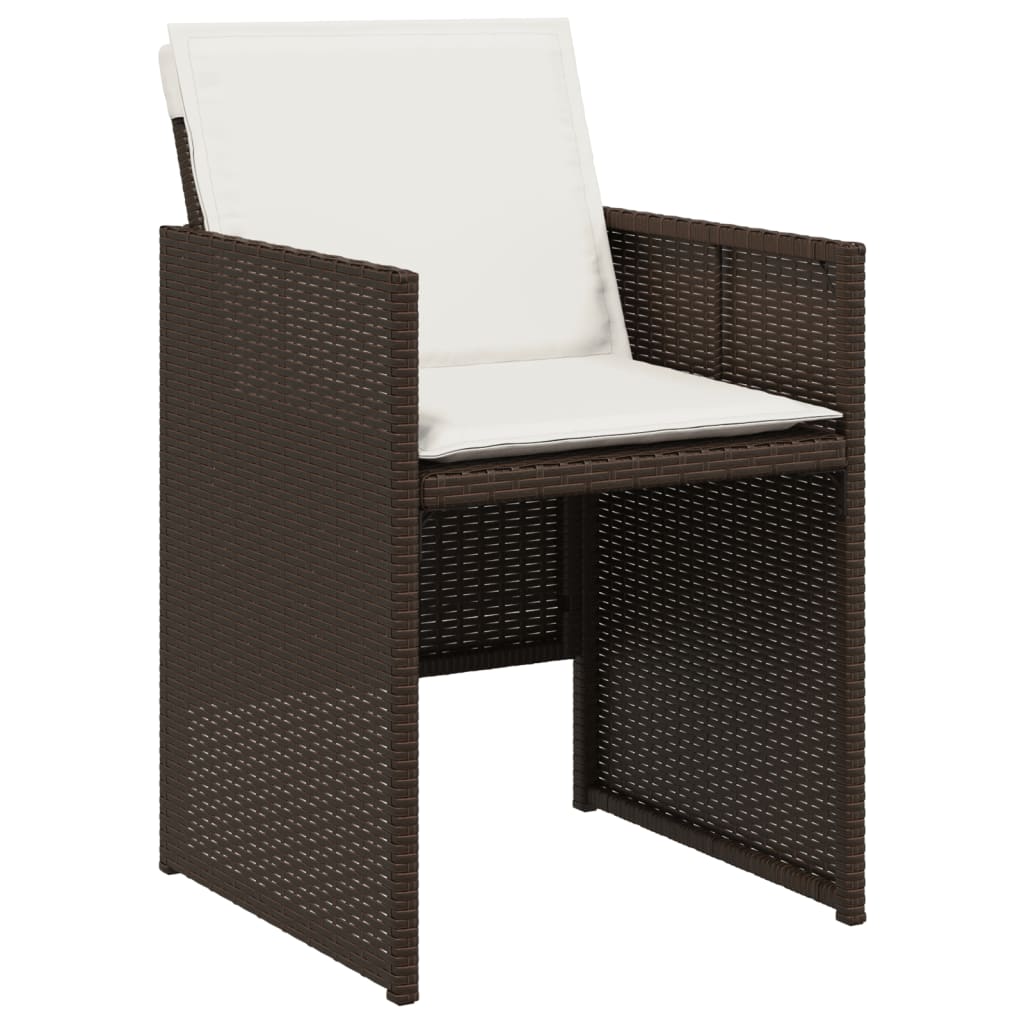 Set da Pranzo da Giardino 5pz con Cuscini in Polyrattan Marrone - immagine 5