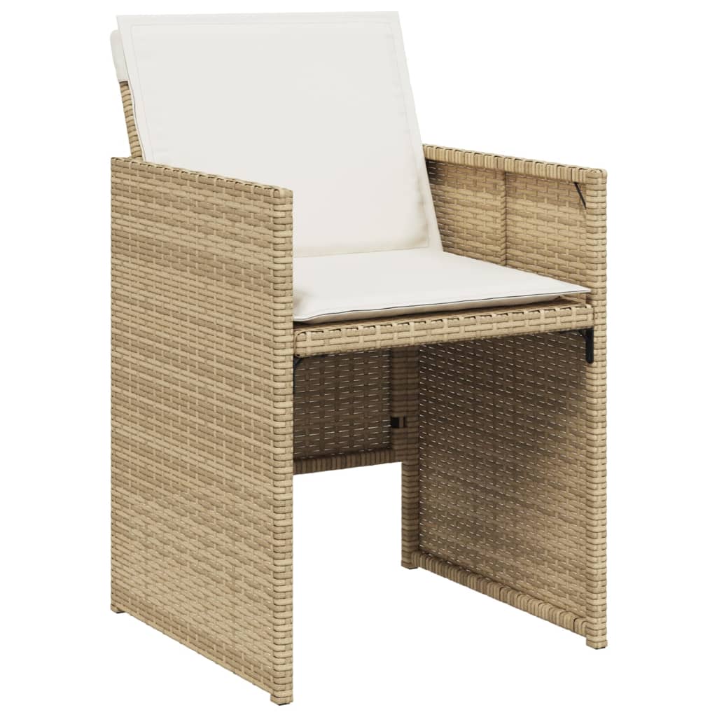 Set da Pranzo da Giardino 9 pz con Cuscini Beige in Polyrattan - immagine 4