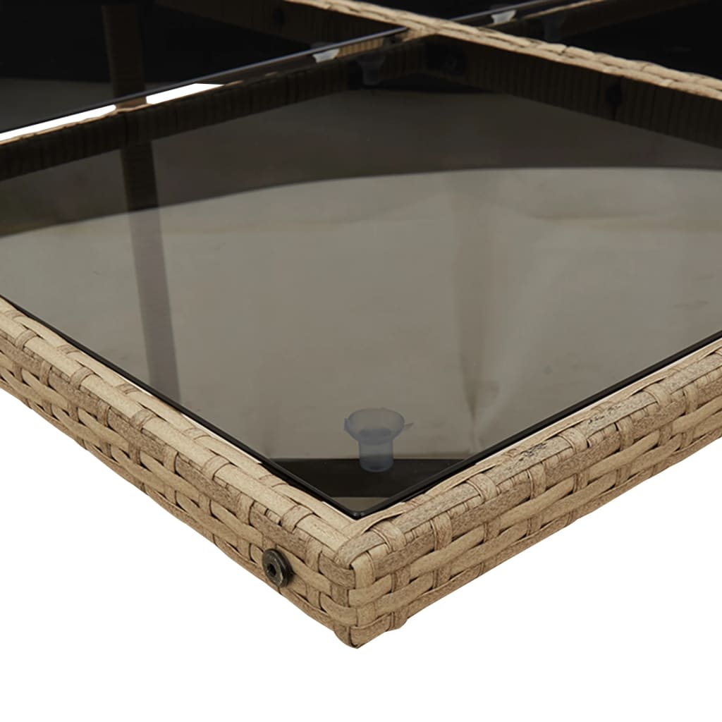 Set da Pranzo da Giardino 9 pz con Cuscini Beige in Polyrattan - immagine 6