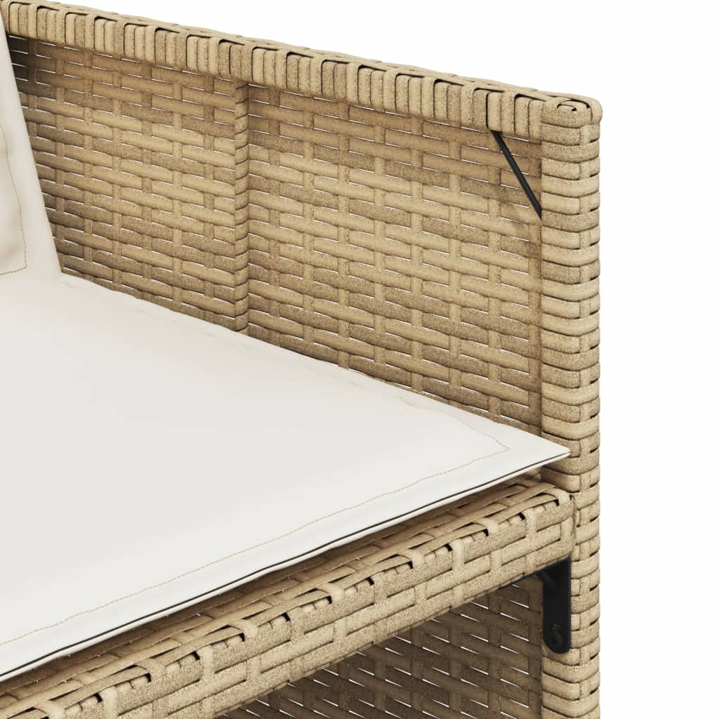 Set da Pranzo da Giardino 9 pz con Cuscini Beige in Polyrattan - immagine 7