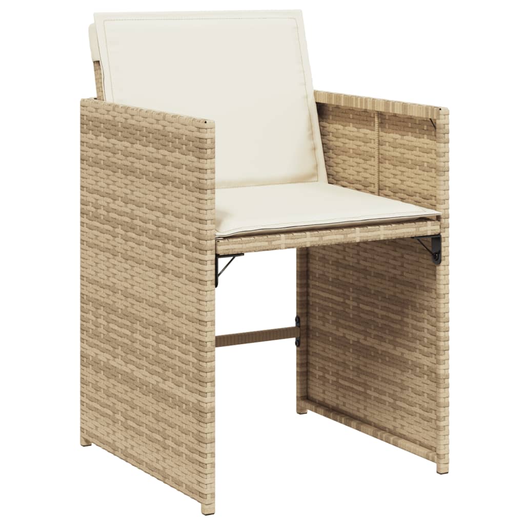 Set da Pranzo da Giardino 9 pz con Cuscini Beige in Polyrattan - immagine 5