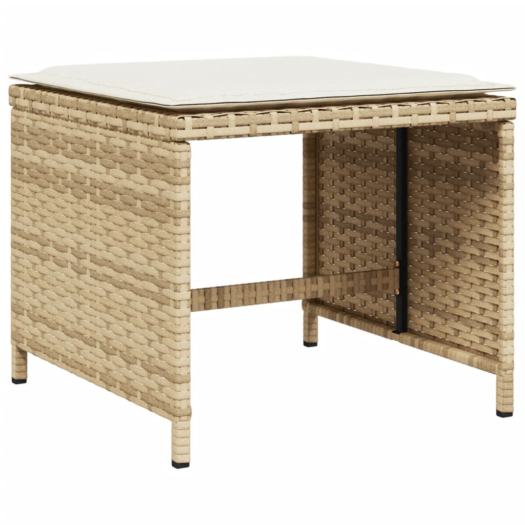 Set da Pranzo da Giardino 9 pz con Cuscini Beige in Polyrattan - immagine 6