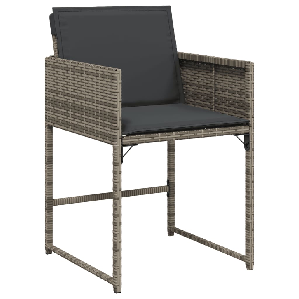 Set da Pranzo da Giardino 5 pz con Cuscini in Polyrattan Grigio - immagine 5
