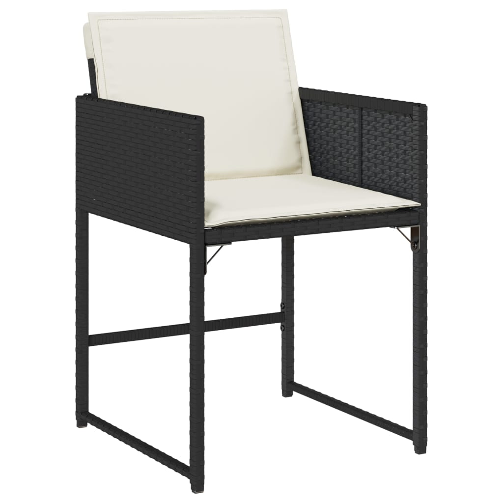 Set da Pranzo da Giardino 9 pz con Cuscini Nero in Polyrattan - immagine 5