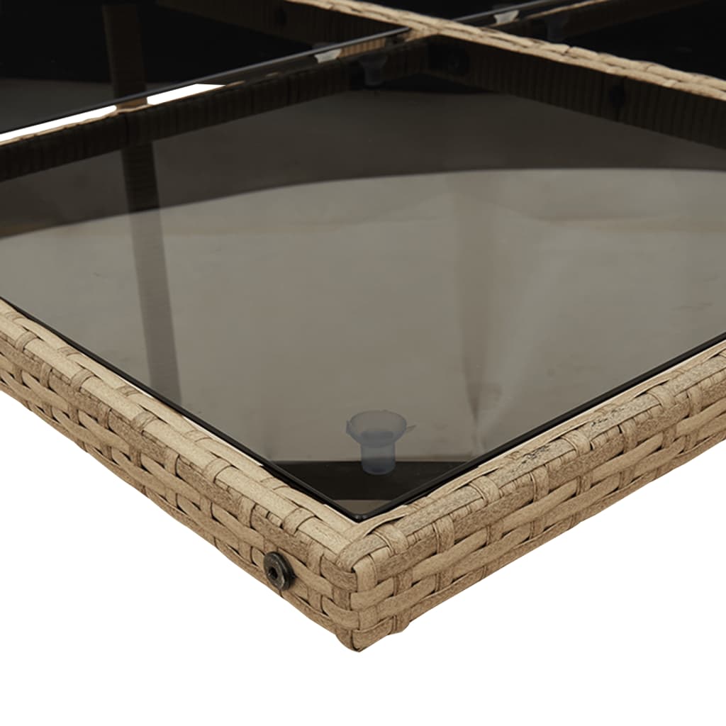 Set da Pranzo da Giardino 9 pz con Cuscini Beige in Polyrattan - immagine 5