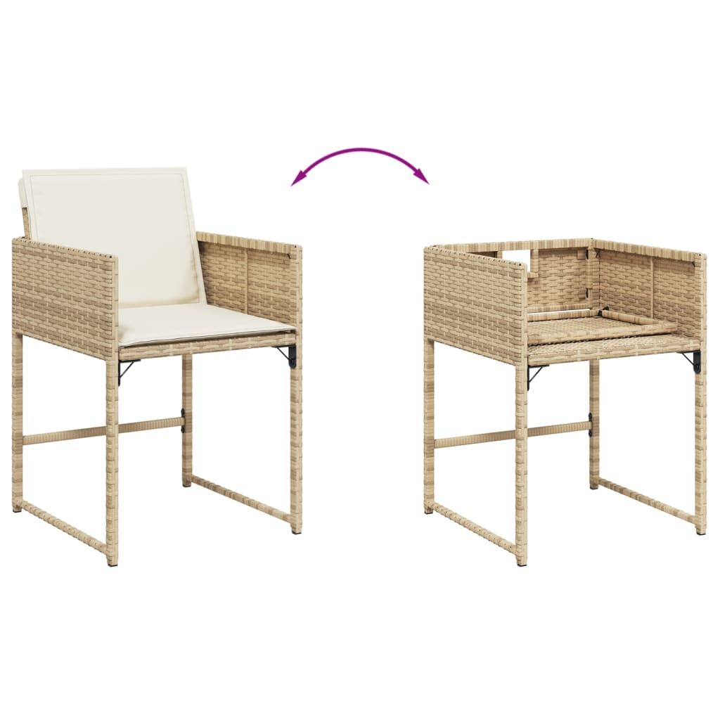 Set da Pranzo da Giardino 9 pz con Cuscini Beige in Polyrattan - immagine 6
