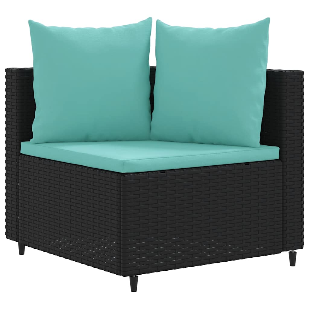 Set Divani da Giardino 10pz con Cuscini in Polyrattan Nero - immagine 3