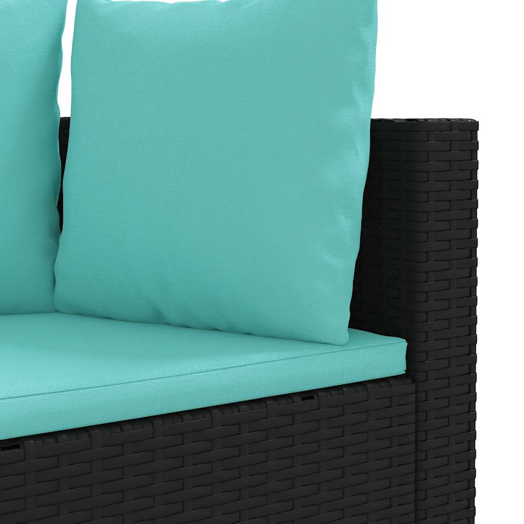 Set Divani da Giardino 10pz con Cuscini in Polyrattan Nero - immagine 7