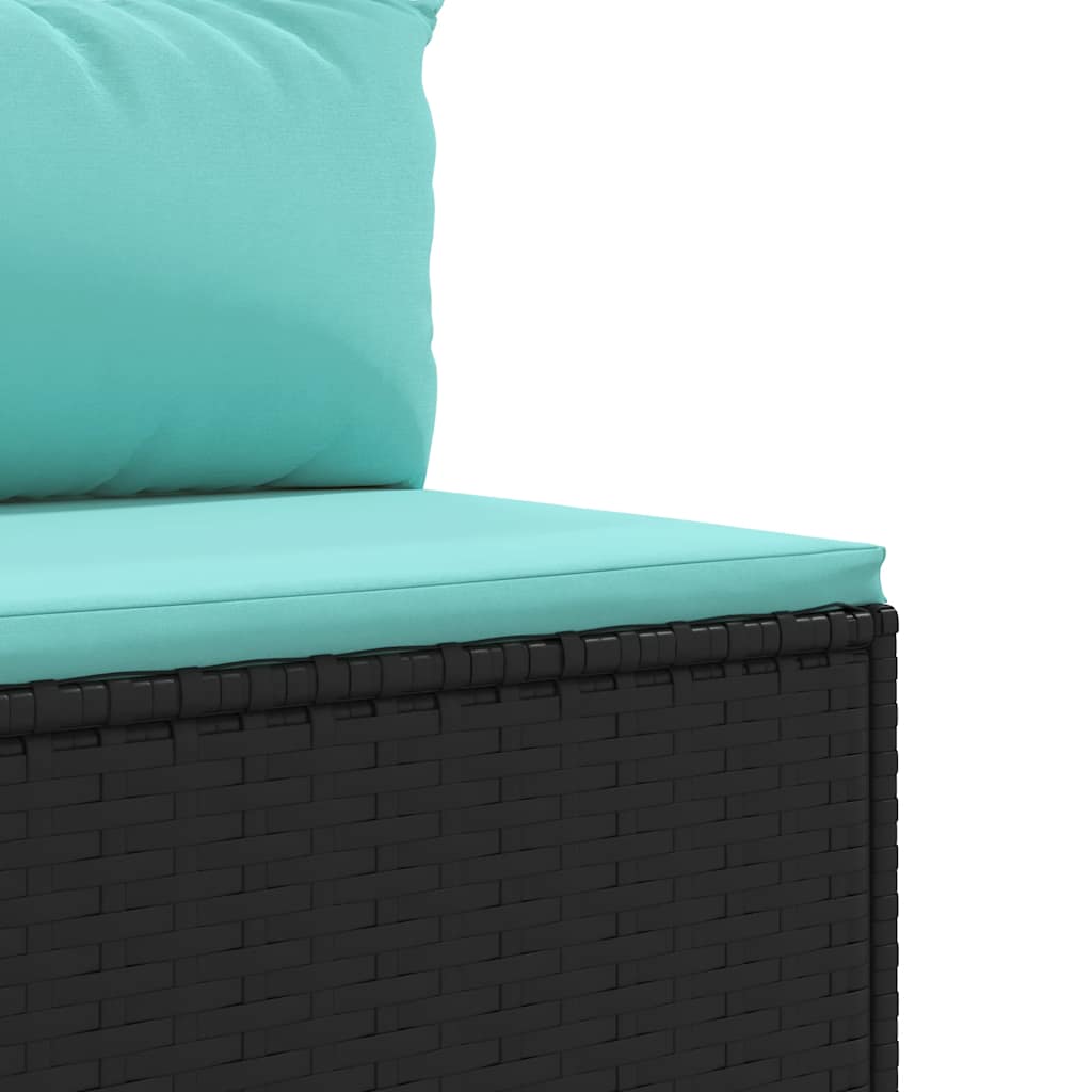 Set Divani da Giardino 10pz con Cuscini in Polyrattan Nero - immagine 8