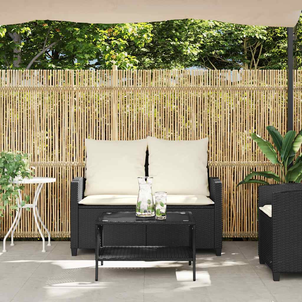 Divano da Giardino a 2 Posti Cuscini&Tavolo Nero in Polyrattan - immagine 4
