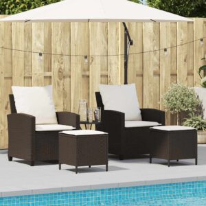 Set Divano da Giardino 4 pz con Cuscini Marrone in Polyrattan