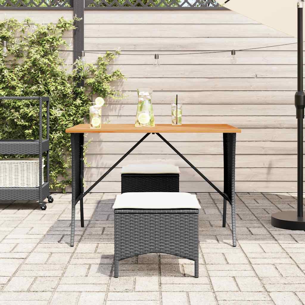 Tavolo Giardino Piano Legno Acacia Nero 105x75x72 cm Polyrattan - immagine 3