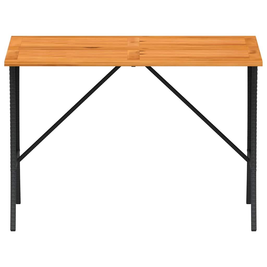 Tavolo Giardino Piano Legno Acacia Nero 105x75x72 cm Polyrattan - immagine 5