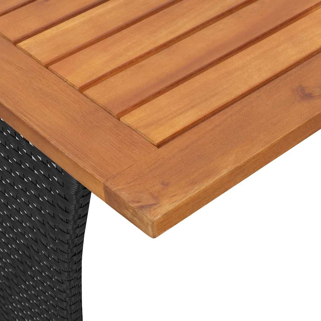 Tavolo Giardino Piano Legno Acacia Nero 105x75x72 cm Polyrattan - immagine 9