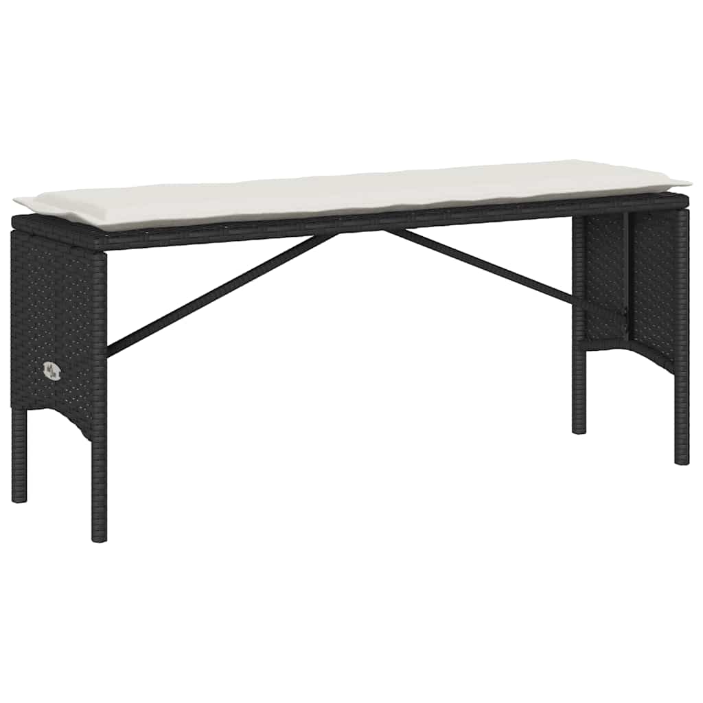 Set da Pranzo da Giardino 3 pz con Cuscini Nero in Polyrattan - immagine 4