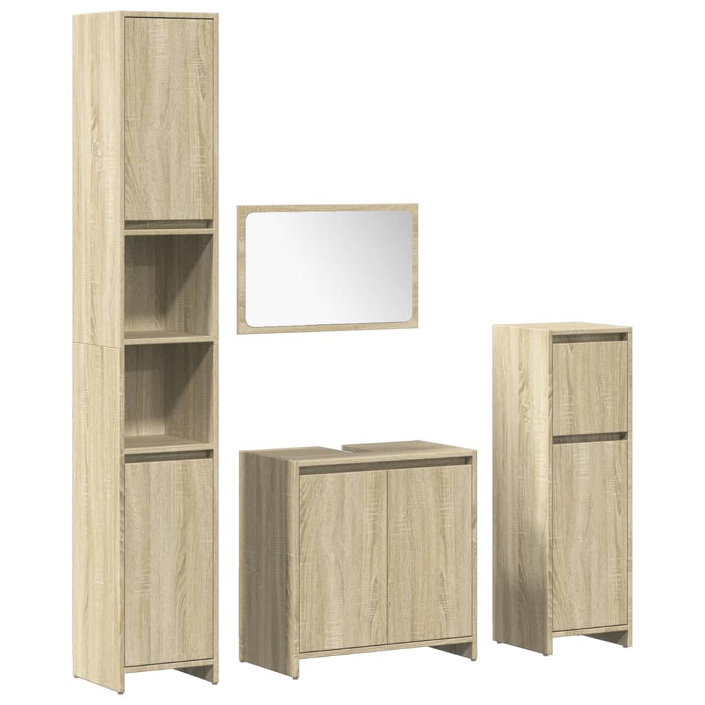 Set Mobili da Bagno 4 pz Rovere Sonoma in Legno Multistrato - immagine 8