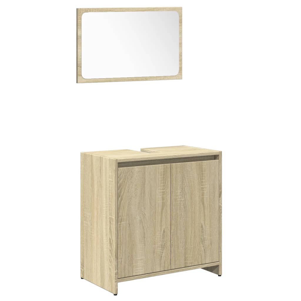 Set Mobili da Bagno 4 pz Rovere Sonoma in Legno Multistrato - immagine 5