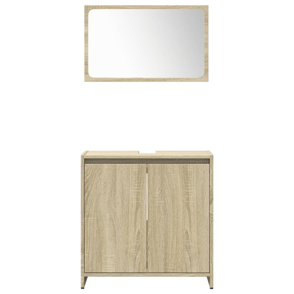 Set Mobili da Bagno 4 pz Rovere Sonoma in Legno Multistrato - immagine 4