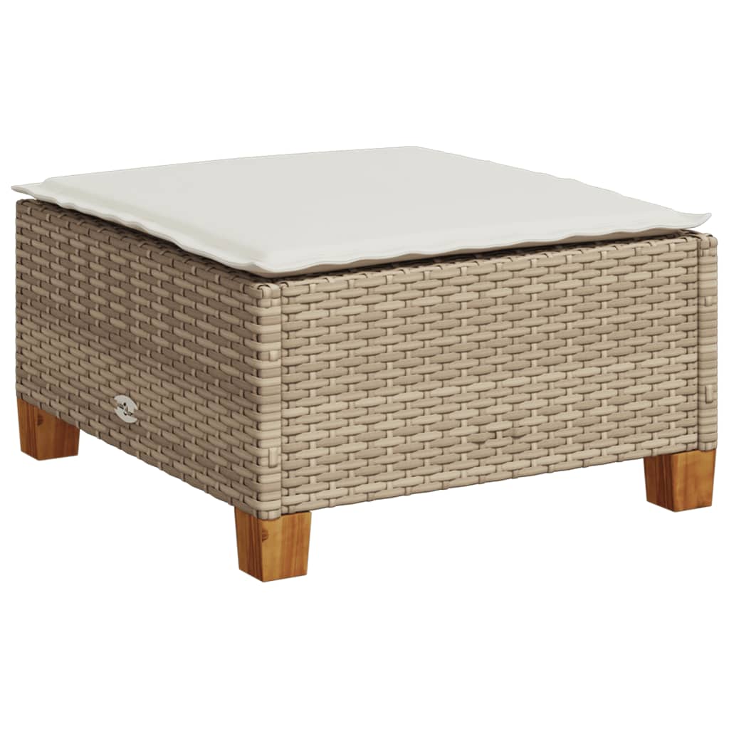Sgabello Giardino con Cuscino Beige 63,5x56x32 cm in Polyrattan - immagine 2