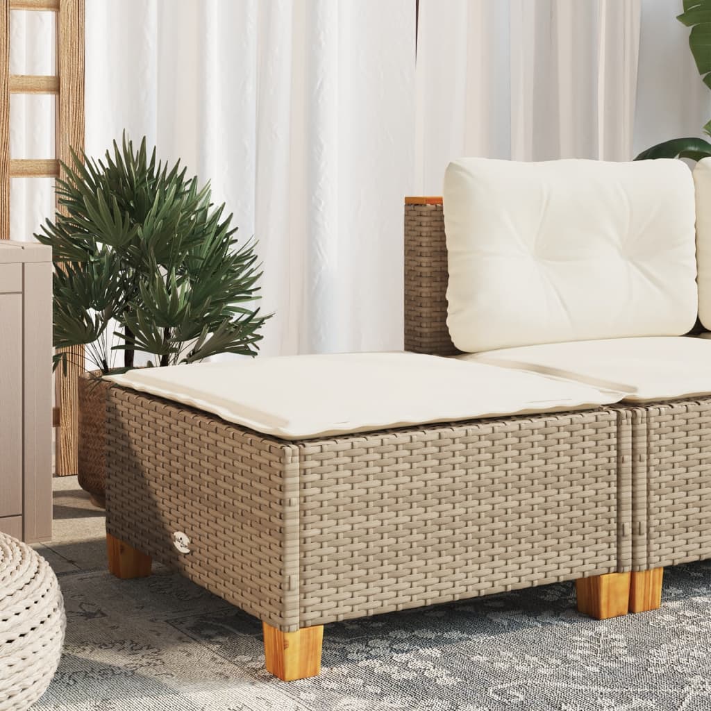 Sgabello Giardino con Cuscino Beige 63,5x56x32 cm in Polyrattan - immagine 3