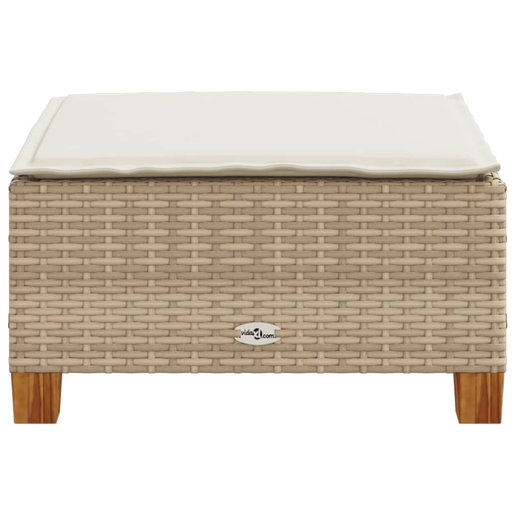 Sgabello Giardino con Cuscino Beige 63,5x56x32 cm in Polyrattan - immagine 4