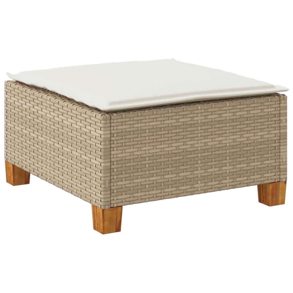 Sgabello Giardino con Cuscino Beige 63,5x56x32 cm in Polyrattan - immagine 5