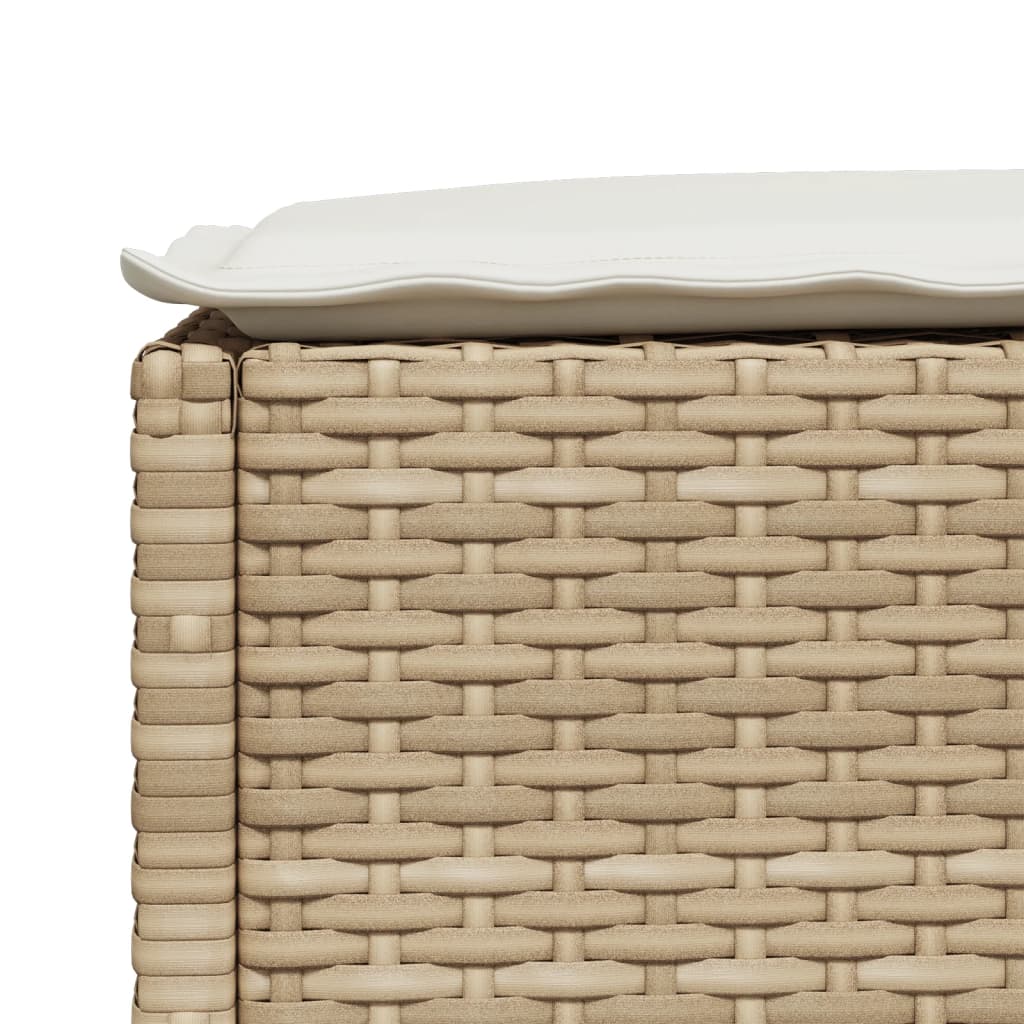 Sgabello Giardino con Cuscino Beige 63,5x56x32 cm in Polyrattan - immagine 6