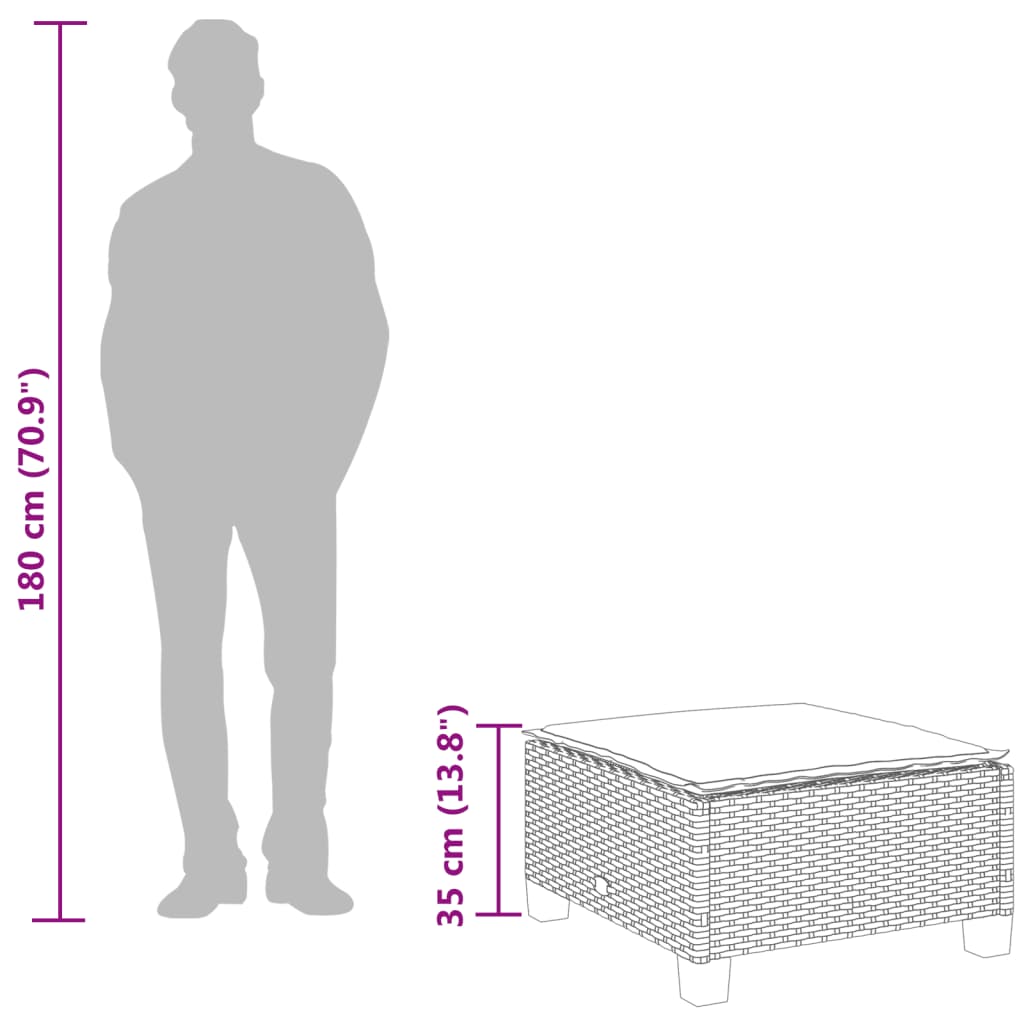 Sgabello Giardino con Cuscino Beige 63,5x56x32 cm in Polyrattan - immagine 8