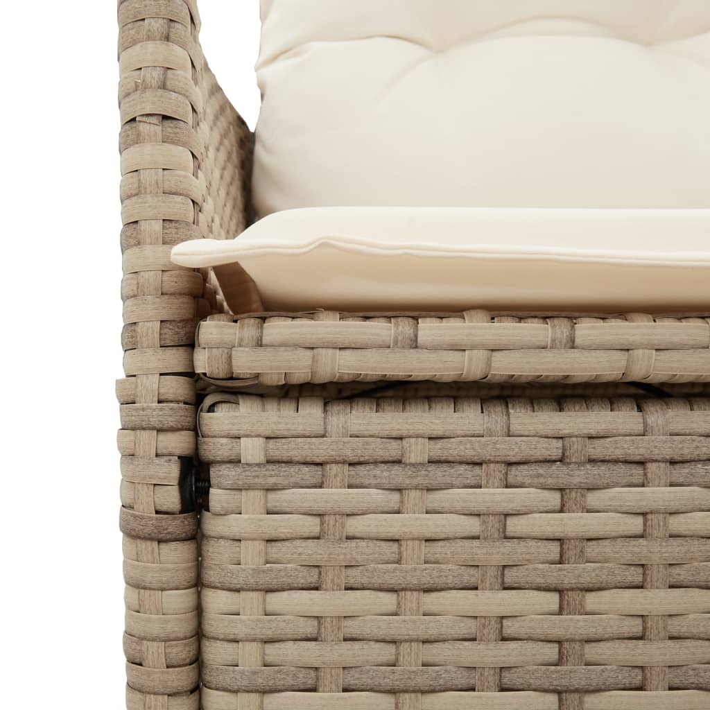 Set da Pranzo da Giardino 9 pz con Cuscini Beige in Polyrattan - immagine 6