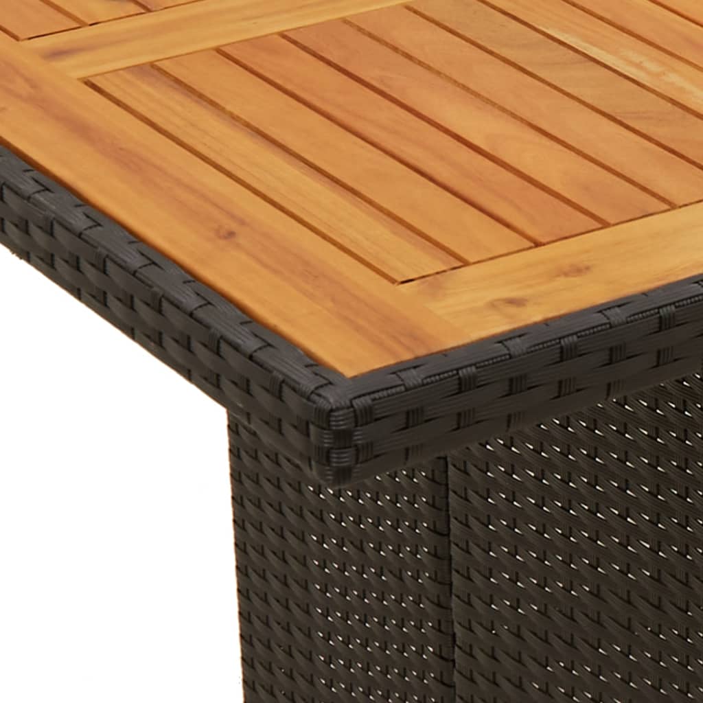 Set da Pranzo da Giardino 9 pz con Cuscini Nero in Polyrattan - immagine 5