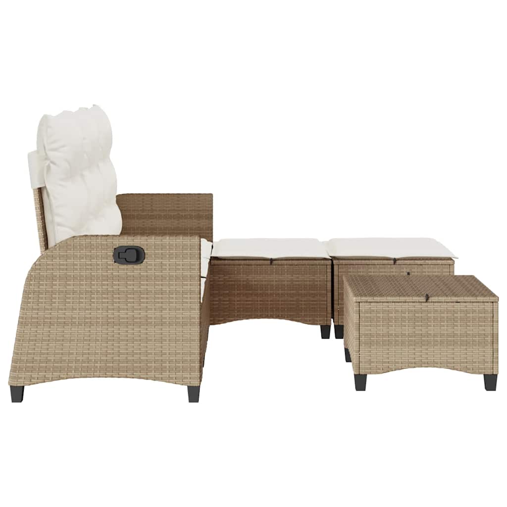 Set Divano da Giardino 3 pz con Cuscini a L Beige in Polyrattan - immagine 5