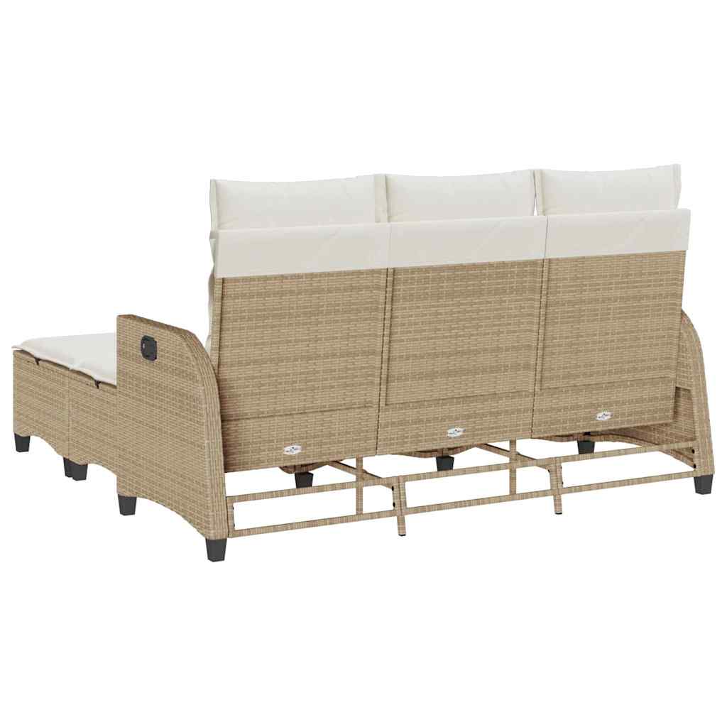 Set Divano da Giardino 3 pz con Cuscini a L Beige in Polyrattan - immagine 6