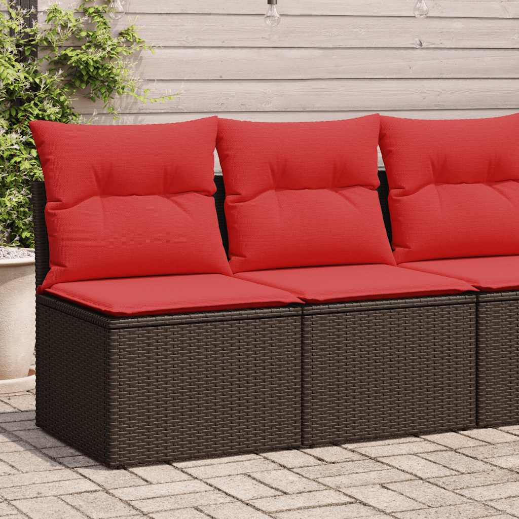 Set Divano Giardino 4 pz con Cuscini Marrone Polyrattan Acacia