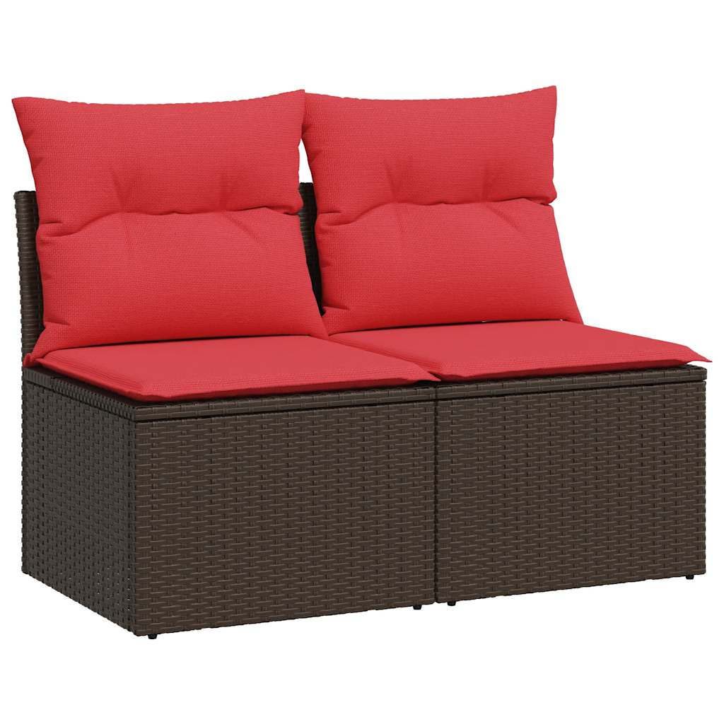 Set Divano Giardino 4 pz con Cuscini Marrone Polyrattan Acacia - immagine 2