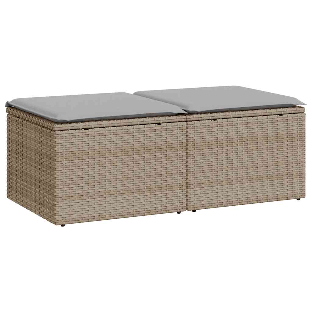 Set Divano da Giardino 2 pz con Cuscini Beige Polyrattan Acacia - immagine 2