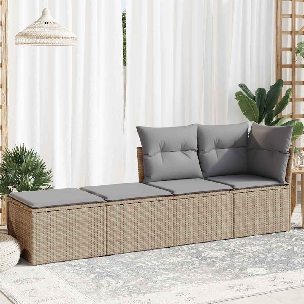 Set Divano da Giardino 2 pz con Cuscini Beige Polyrattan Acacia - immagine 3