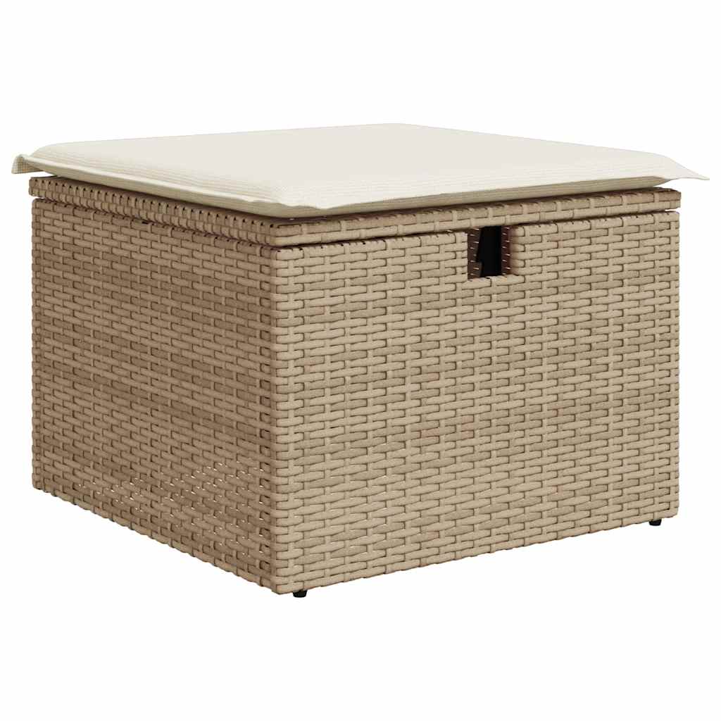 Set Divano da Giardino 2 pz con Cuscini Beige Polyrattan Acacia - immagine 4