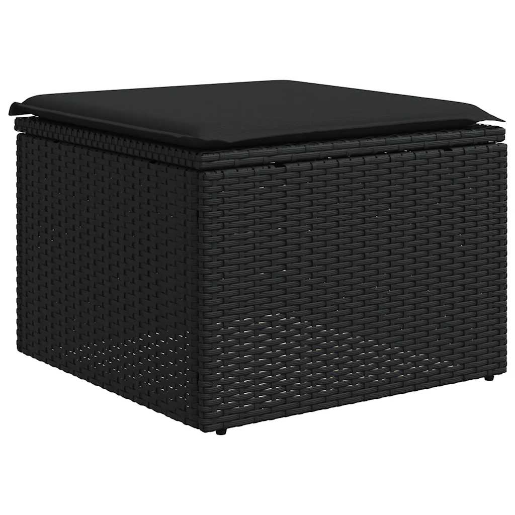 Set Divani da Giardino con Cuscini 2 pz Nero Polyrattan Acacia - immagine 4