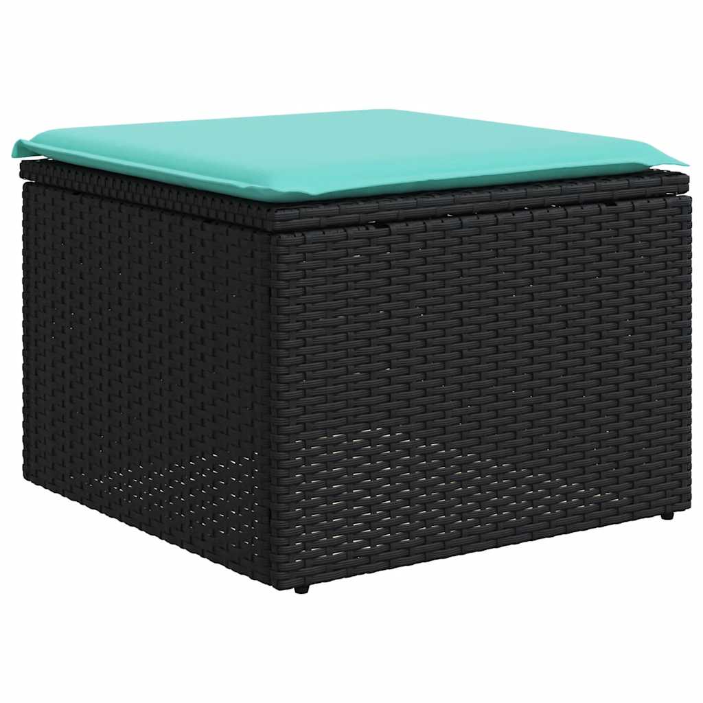 Set Divani da Giardino con Cuscini 2 pz Nero Polyrattan Acacia - immagine 4