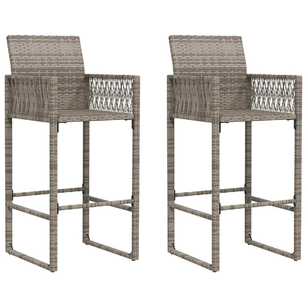 Set Bar da Giardino 3pz senza Cuscini Grigio Polyrattan Acacia - immagine 4