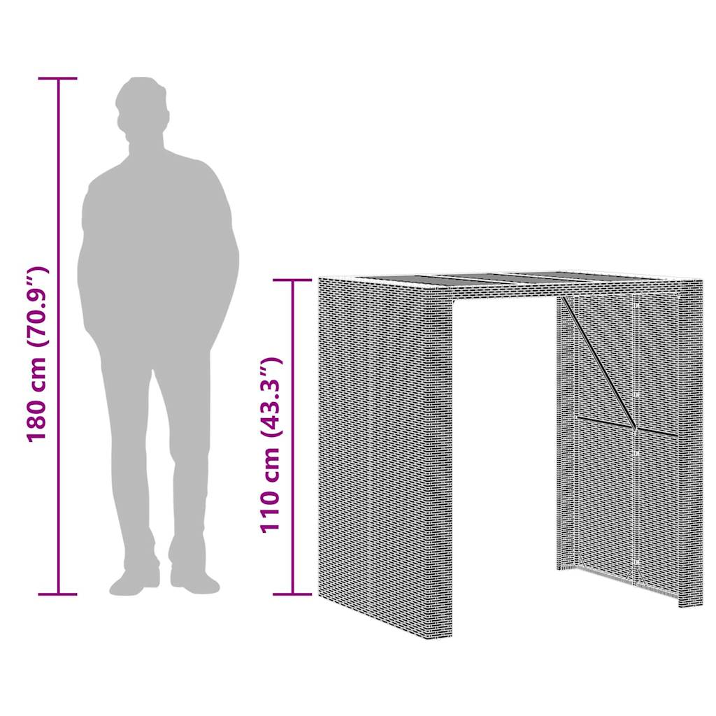 Set Bar da Giardino 3pz senza Cuscini Grigio Polyrattan Acacia - immagine 9