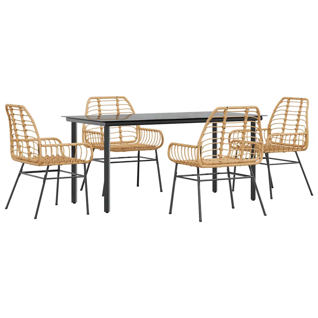 Set da Pranzo da Giardino 5pz Polyrattan Vetro - immagine 2
