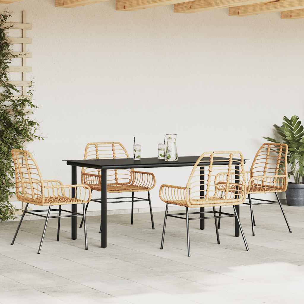 Set da Pranzo da Giardino 5pz Polyrattan Vetro - immagine 3